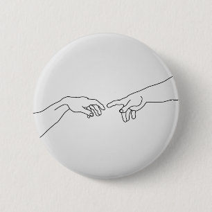 Badge Rond 5 Cm Mains montrant la création d'Adam