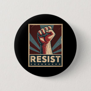 Badge Rond 5 Cm Mains Offertes à Notre Démocratie - Résister - Cli