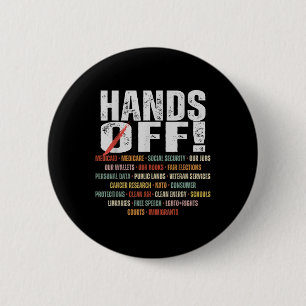 Badge Rond 5 Cm Mains Rétro De Manifestation Terres Publiques Medi