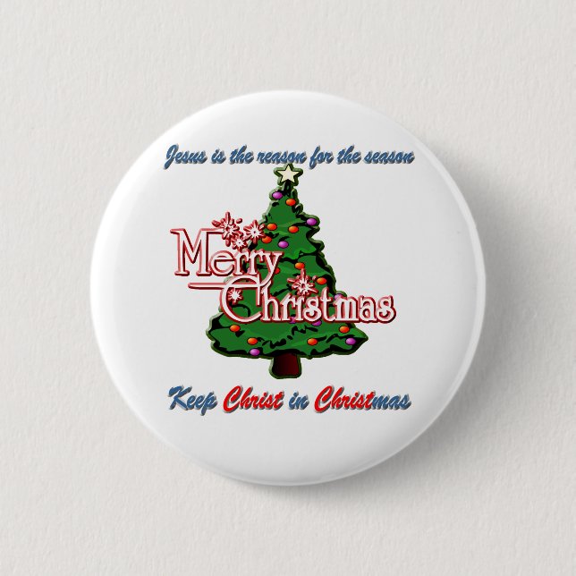 Badge Rond 5 Cm Maintenez le Christ dans Noël (Devant)