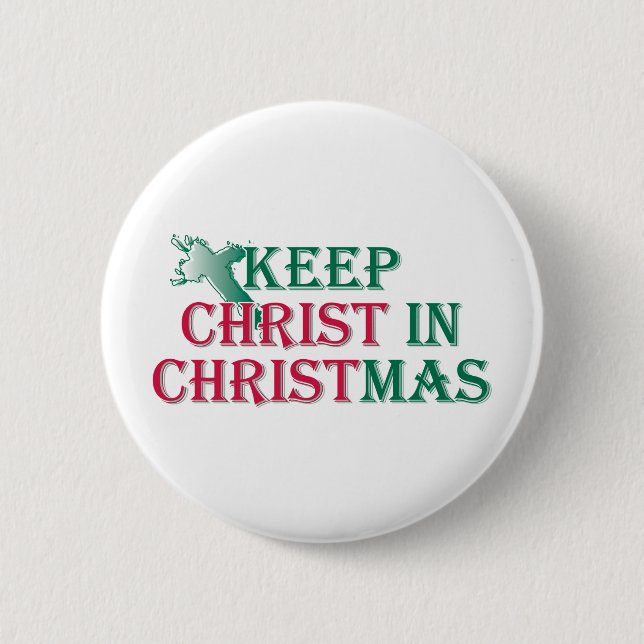 Badge Rond 5 Cm Maintenez le Christ dans Noël - croix (Devant)