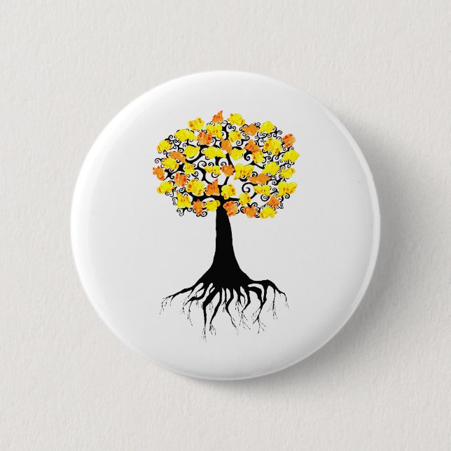 Badge Rond 5 Cm Maïs éclaté sautant sur l'abricotier (Devant)