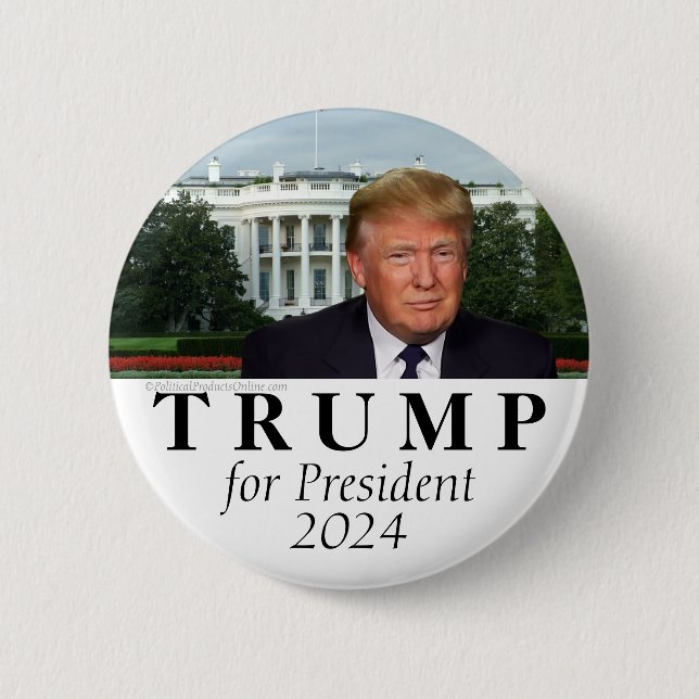 Badge Rond 5 Cm Maison Blanche Donald Trump pour le président 2024 (Devant)