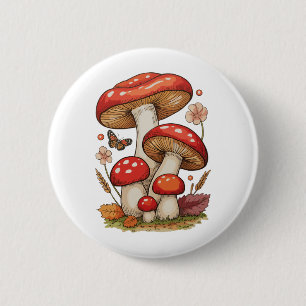Badge Rond 5 Cm Maison Champignons Cottagecore Sublimation Goblinc