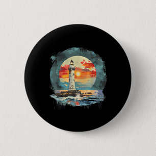 Badge Rond 5 Cm Maison de bord de mer voile phare bateau plage