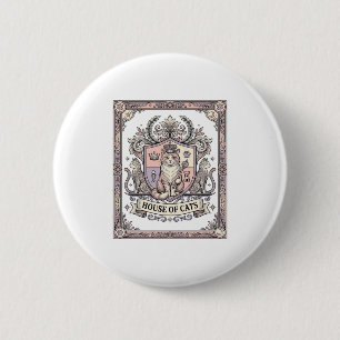 Badge Rond 5 Cm Maison de chats Armoiries de chat vintage