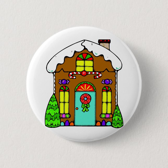 Badge Rond 5 Cm Maison de pain d'épices (Devant)