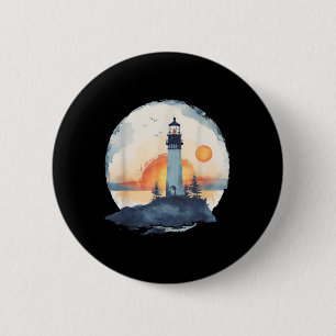 Badge Rond 5 Cm Maison de phare Maison au bord de la mer Voile Bat