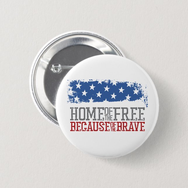 Badge Rond 5 Cm Maison des libres grâce aux braves Drapeau USA (Devant & derrière)