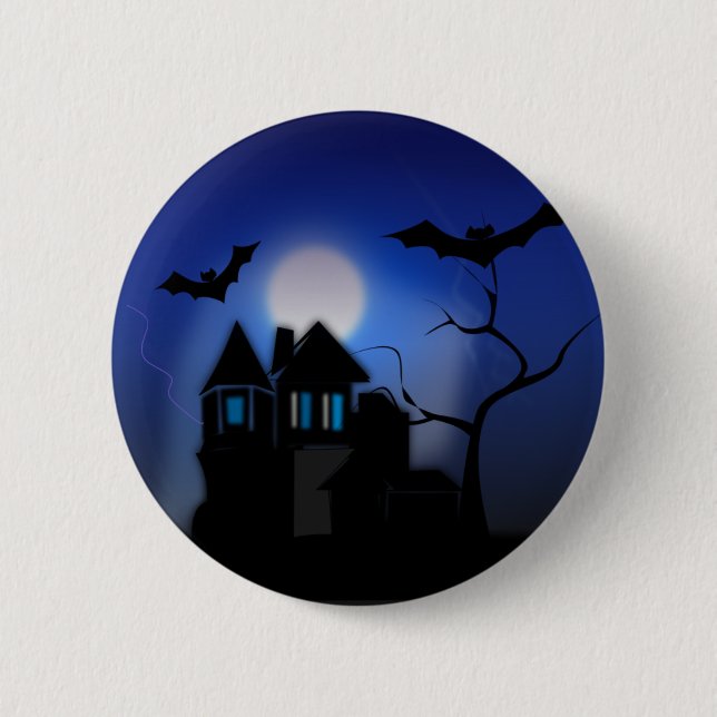 Badge Rond 5 Cm Maison effrayante (Devant)