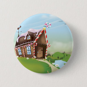 Badge Rond 5 Cm Maison en pain d'épices