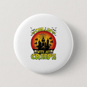 Badge Rond 5 Cm Maison hantée de Chill Creeps Halloween Sorcières