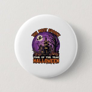 Badge Rond 5 Cm Maison hantée de Halloween la plus effrayante Sorc