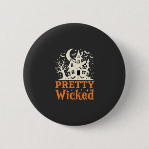 Badge Rond 5 Cm Maison hantée d'Halloween assez méchante_1