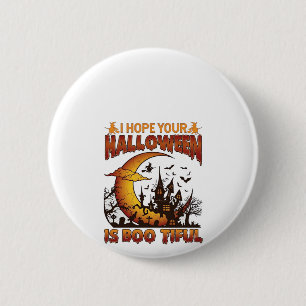 Badge Rond 5 Cm Maison Hantée Halloween Boo Tiful Croissant de Lun