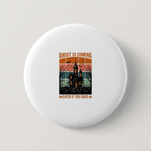 Badge Rond 5 Cm Maison Hantée Vintage Ghost Arrive Halloween Dé