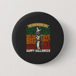 Badge Rond 5 Cm Maison Joyeux Halloween Monstres Toiles d'araignée