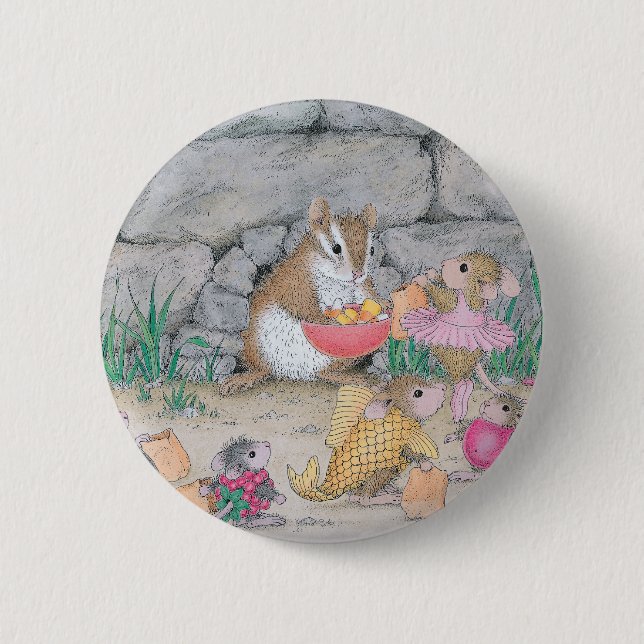 Badge Rond 5 Cm Maison-Souris Designs® - goupilles (Devant)
