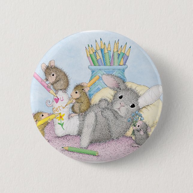 Badge Rond 5 Cm Maison-Souris Designs® - goupilles (Devant)