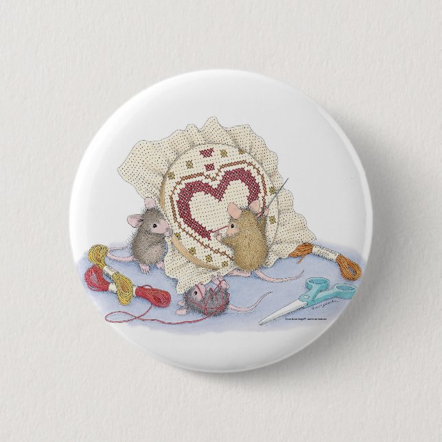 Badge Rond 5 Cm Maison-Souris Designs® - goupilles (Devant)