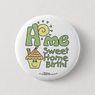 Badge Rond 5 Cm Maison Sweet Home Naissance! -Maison et soleil