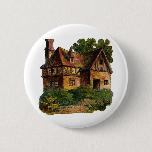 Badge Rond 5 Cm Maison victorienne (Devant)