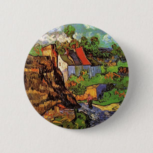 Badge Rond 5 Cm Maisons à Auvers, Vincent van Gogh. Village