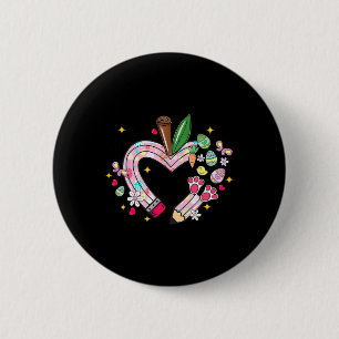 Badge Rond 5 Cm Maître de Pâques Lapin Crayon Cœur Œufs Mignon Hop