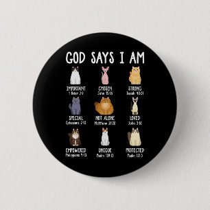 Badge Rond 5 Cm Maître Dieu dit que je suis Amoureux des chats foi