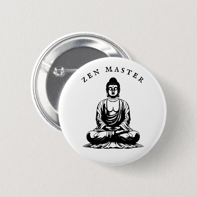 Badge Rond 5 Cm Maître Zen - Méditation Bouddha (Devant & derrière)