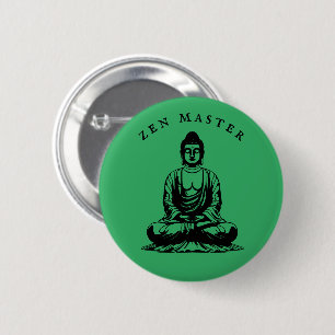 Badge Rond 5 Cm Maître Zen - Méditation Bouddha Vert