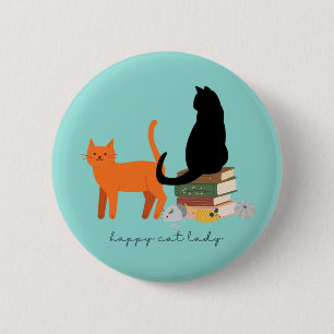Badge Rond 5 Cm Maîtresse de chat heureuse