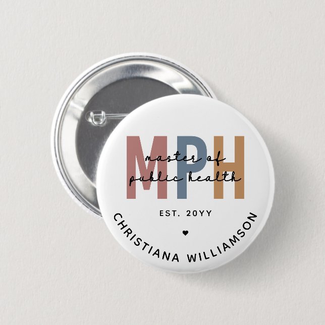 Badge Rond 5 Cm Maîtrise personnalisée en santé publique (Devant & derrière)