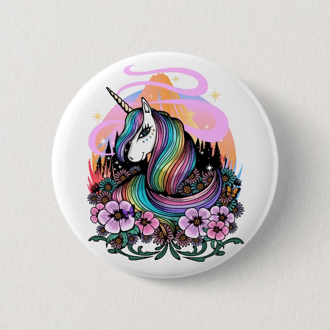Badge Rond 5 Cm Majestic Unicorn (Devant)