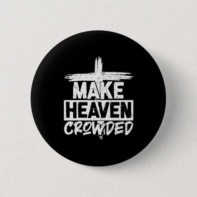 Badge Rond 5 Cm Make Heaven Crowded Cross - Minimalist Christian R (Devant)