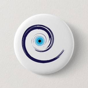 Badge Rond 5 Cm Mal OeilMal Oeil Artiste Bleu Grec