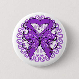 Badge Rond 5 Cm Maladie d'Alzheimer Cercle papillon de rubans