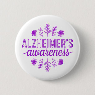 Badge Rond 5 Cm Maladie d'Alzheimer Sensibilisation Fleur Violette