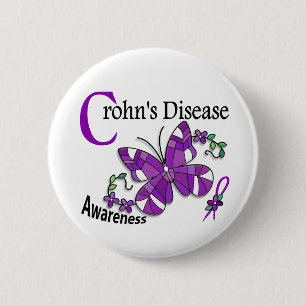 Badge Rond 5 Cm Maladie de Crohn du papillon 2 en verre souillé