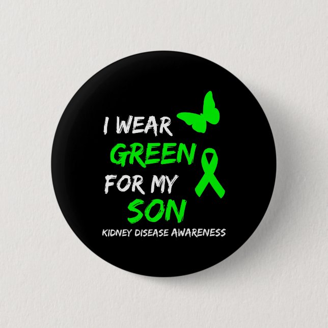 Badge Rond 5 Cm Maladie Je Porte Vert Pour Mon Fils Ruban (Devant)