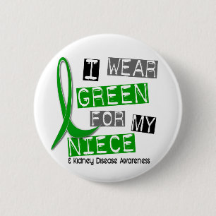 Badge Rond 5 Cm Maladie rénale je porte le vert pour ma nièce 37