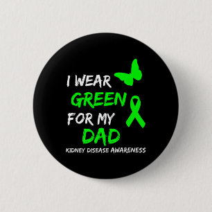 Badge Rond 5 Cm Maladie rénale Je Porte Vert Pour Mon Papa Ruban