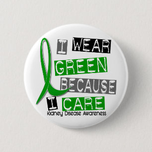 Badge Rond 5 Cm Maladie rénale je porte vert puisque je m'inquiè