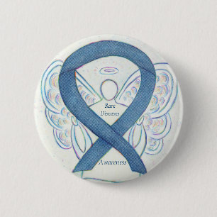 Badge Rond 5 Cm Maladies rares Denim Sensibilisation Angel Ruban