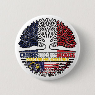 Badge Rond 5 Cm Malaisienne France drapeau des racines d'arbres