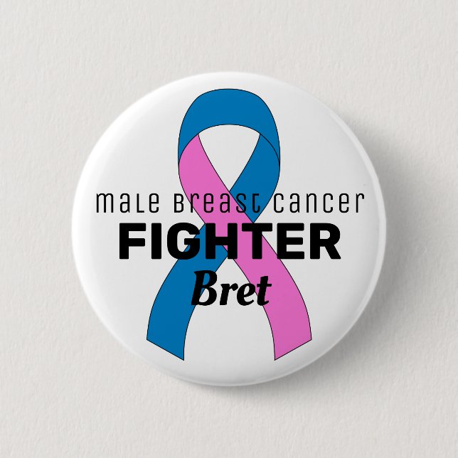 Badge Rond 5 Cm Male Breast Cancer Ribbon White Button (Devant)