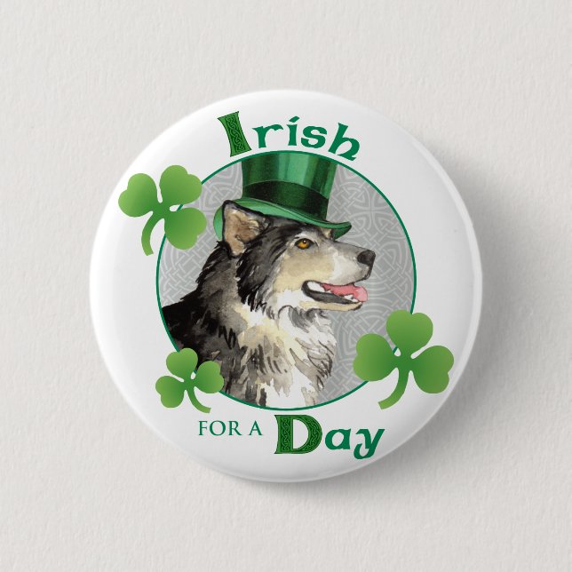 Badge Rond 5 Cm Malemute de la Saint Patrick (Devant)