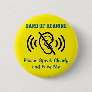 Badge Rond 5 Cm Malentendant - Jaune