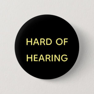 Badge Rond 5 Cm Malentendant Simple Noir & Jaune Sans Serif