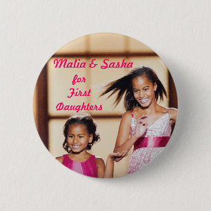Badge Rond 5 Cm Malia et Sasha Obama pour les premières filles